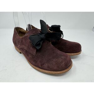 Kork-Ease Bow Suede Oxford Shoes Womens Size 6.5 Burgandy Preppy Whimsigoth Vamp